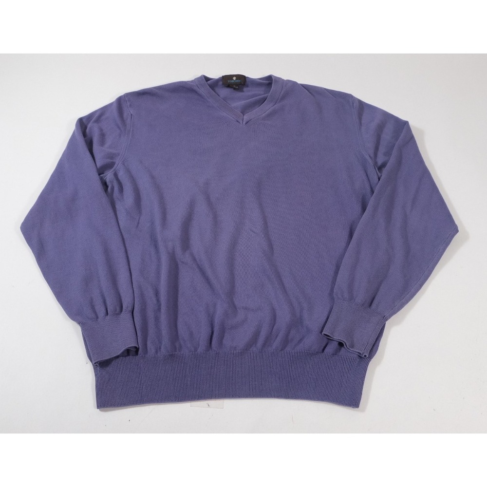 Toscano Sweater Mens M Purple Patrick‎ Assaraf V-Neck Cotton Knit Made In Italy